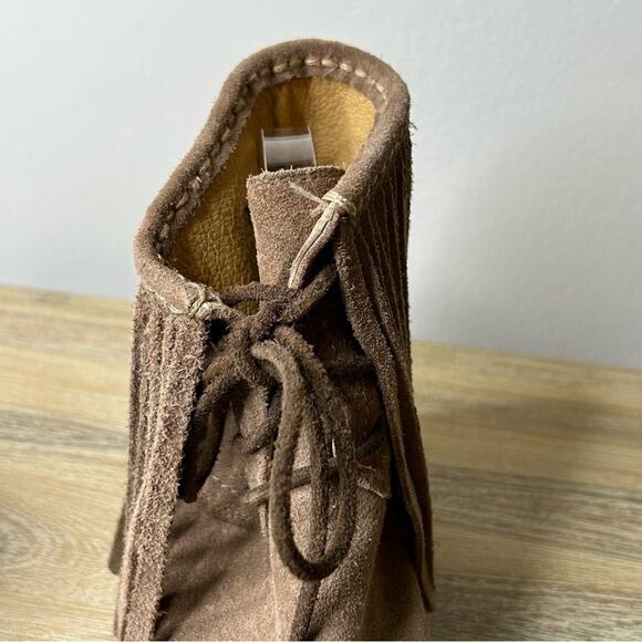 Frye Sacha Fringe Boho Western Suede Ash Bootie 9.5 - Picture 5 of 14